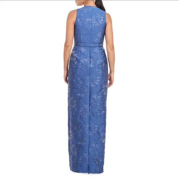 Kay Unger Blue - Edie Floral Column Gown